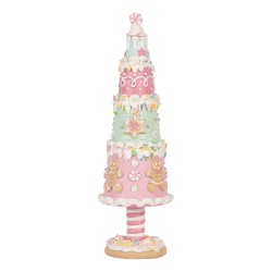 Clayre & Eef Weihnachtsdekorationsfigur Weihnachtsbaum Ø 8x26 cm Rosa Kunststoff