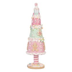 Clayre & Eef Weihnachtsdekorationsfigur Weihnachtsbaum Ø 8x26 cm Rosa Kunststoff