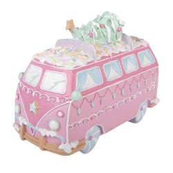 Clayre & Eef Decorative Figurine Bus 26x13x19 cm Pink Plastic