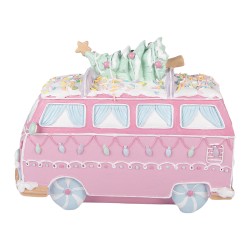 Clayre & Eef Decorative Figurine Bus 26x13x19 cm Pink Plastic