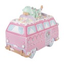 Clayre & Eef Image de décoration Bus 26x13x19 cm Rose Plastique