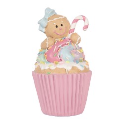 Clayre & Eef Decorative Figurine Cupcake Ø 9x16 cm Pink Plastic
