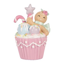 Clayre & Eef Decorative Figurine Cupcake 11x9x15 cm Pink Plastic
