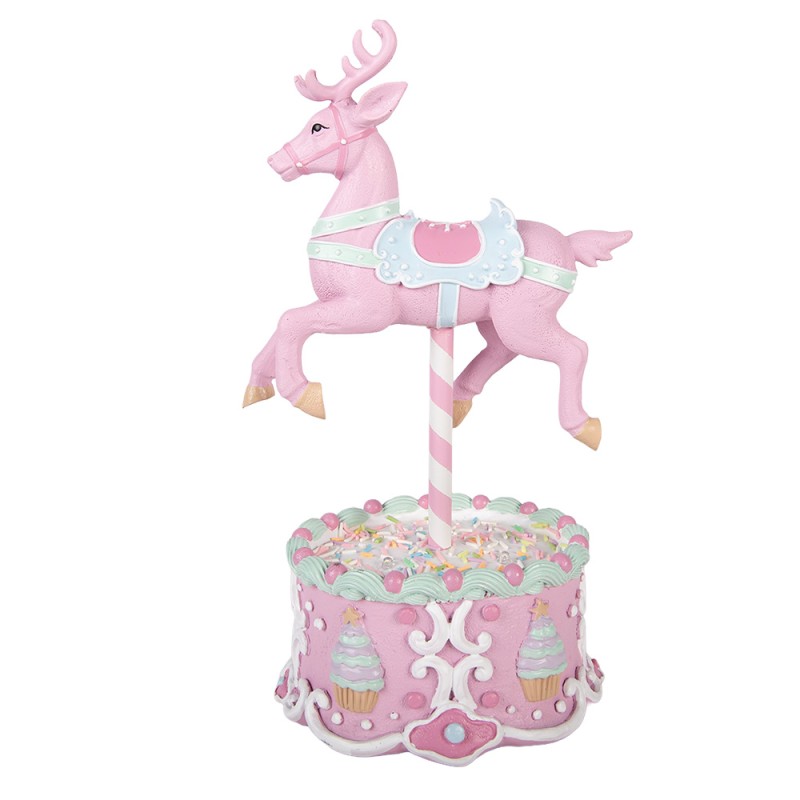 Clayre & Eef Decorazione natalizia con illuminazione a LED Cervo 17x14x29 cm Rosa Plastica