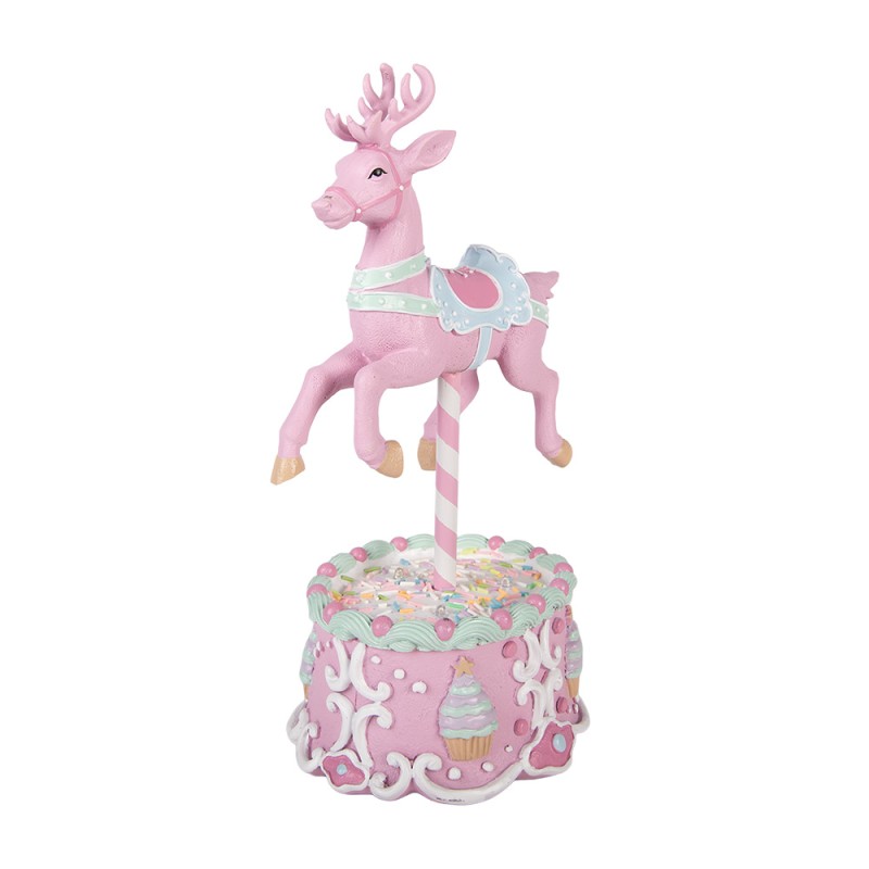 Clayre & Eef Decorazione natalizia con illuminazione a LED Cervo 17x14x29 cm Rosa Plastica