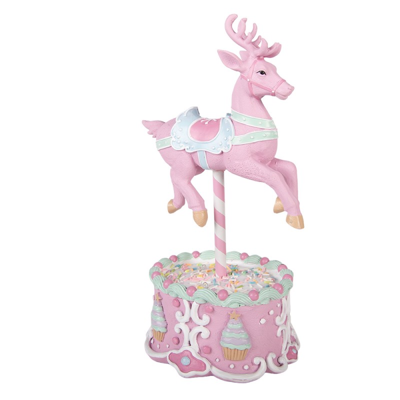 Clayre & Eef Decorazione natalizia con illuminazione a LED Cervo 17x14x29 cm Rosa Plastica