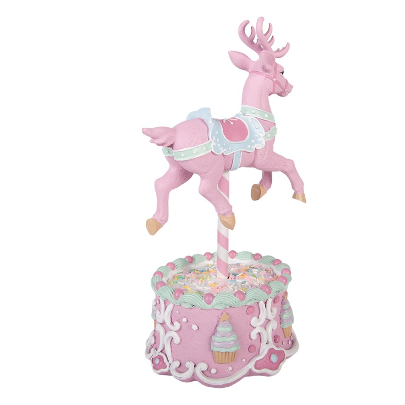 Clayre & Eef Decorazione natalizia con illuminazione a LED Cervo 17x14x29 cm Rosa Plastica