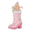 Clayre & Eef Statuetta decorativa di Natale Stivale 13x9x22 cm Rosa Plastica