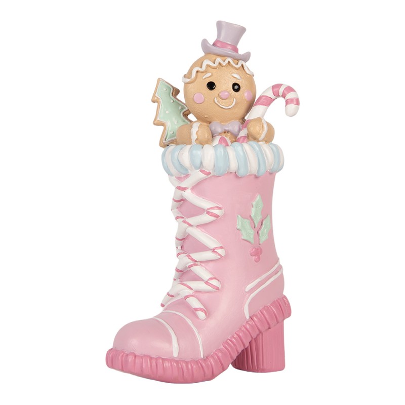 Clayre & Eef Statuetta decorativa di Natale Stivale 13x9x22 cm Rosa Plastica