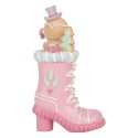 Clayre & Eef Statuetta decorativa di Natale Stivale 13x9x22 cm Rosa Plastica