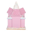 Clayre & Eef Lebkuchenhaus mit LED 21x14x28 cm Rosa Kunststoff