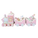 Clayre & Eef Kerstdecoratie Beeld Trein 45x12x19 cm Roze Kunststof