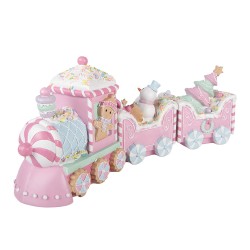Clayre & Eef Weihnachtsdekorationsfigur Zug 45x12x19 cm Rosa Kunststoff