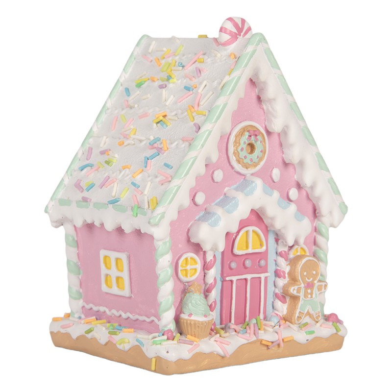 Clayre & Eef Casa di pan di zenzero 13x10x16 cm Rosa Plastica