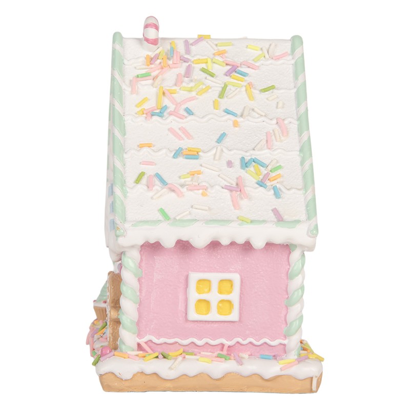 Clayre & Eef Casa di pan di zenzero 13x10x16 cm Rosa Plastica