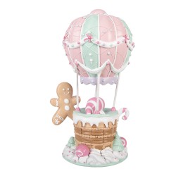 Clayre & Eef Christmas Decoration Figurine Hot Air Balloon 18x14x31 cm Pink Plastic
