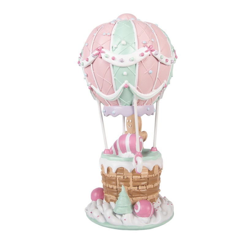 Clayre & Eef Christmas Decoration Figurine Hot Air Balloon 18x14x31 cm Pink Plastic