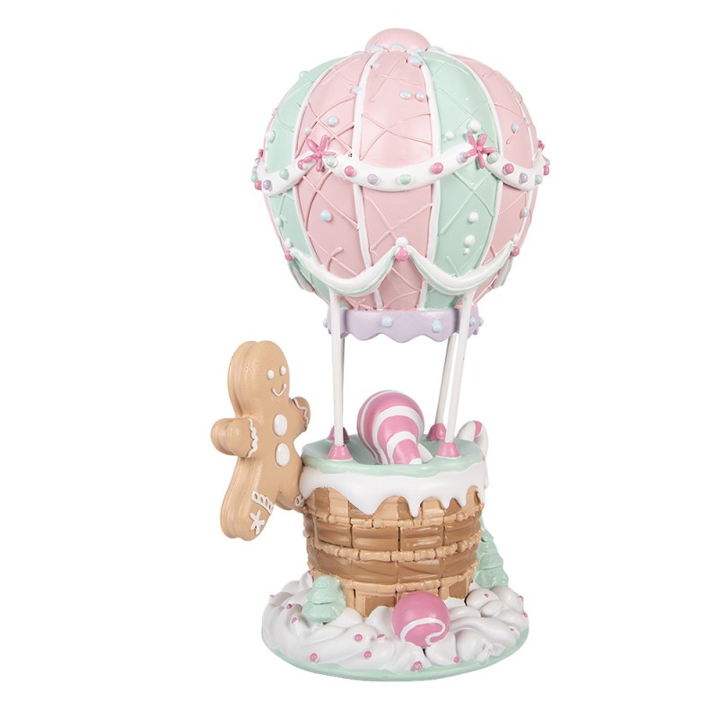 Clayre & Eef Christmas Decoration Figurine Hot Air Balloon 18x14x31 cm Pink Plastic