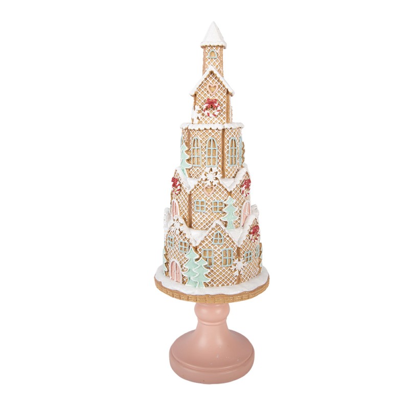 Clayre & Eef Maison en pain d'épice Ø 14x40 cm Marron Plastique