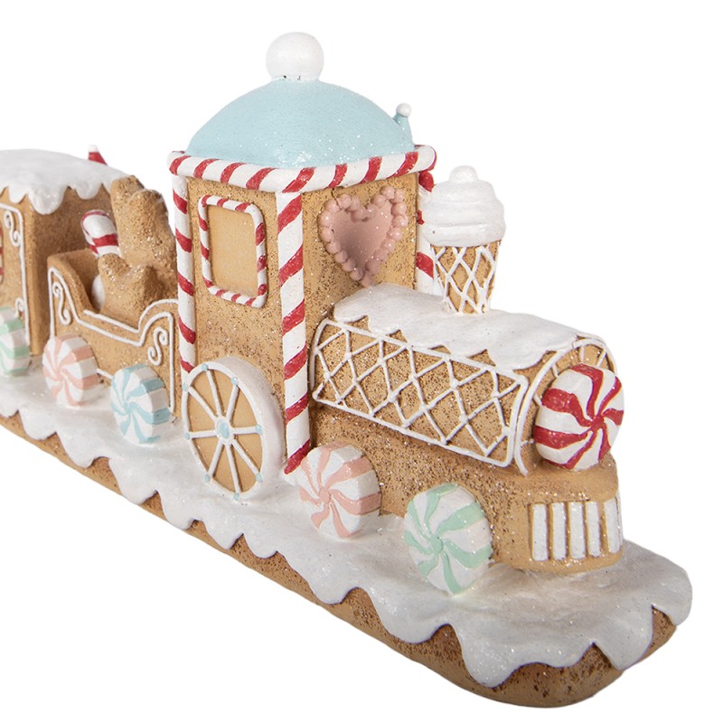 Clayre & Eef Kerstdecoratie Beeld Trein 47x10x17 cm Bruin Kunststof