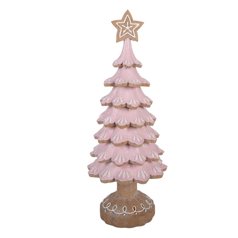 Clayre & Eef Weihnachtsdekorationsfigur Weihnachtsbaum Ø 16x40 cm Rosa Kunststoff