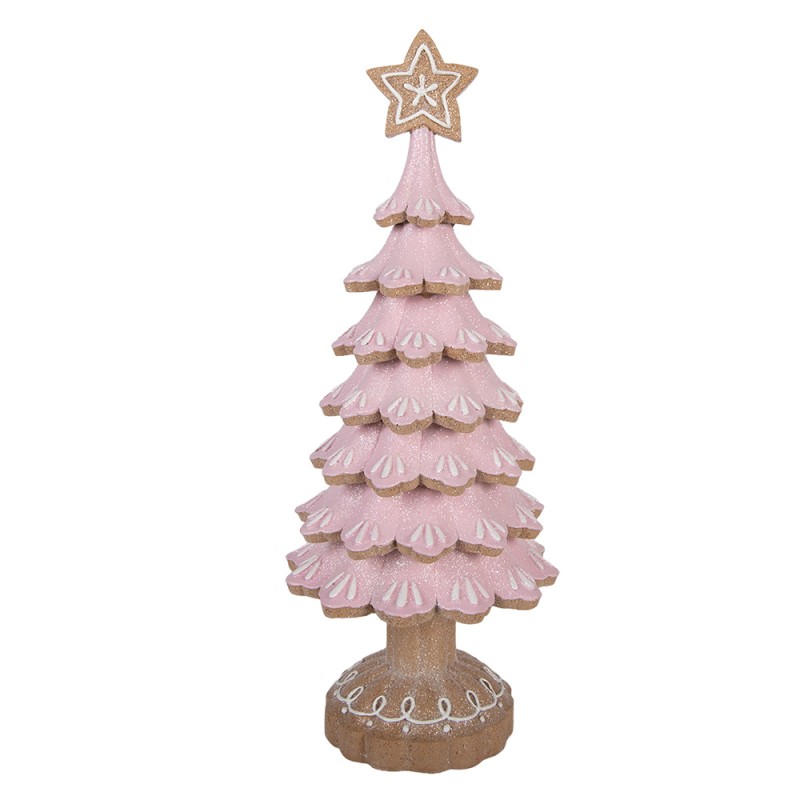 Clayre & Eef Weihnachtsdekorationsfigur Weihnachtsbaum Ø 16x40 cm Rosa Kunststoff