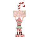 Clayre & Eef Weihnachtsdekorationsfigur Elf 11x8x30 cm Rosa Kunststoff