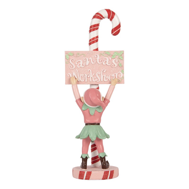 Clayre & Eef Weihnachtsdekorationsfigur Elf 11x8x30 cm Rosa Kunststoff