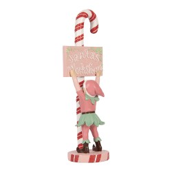 Clayre & Eef Weihnachtsdekorationsfigur Elf 11x8x30 cm Rosa Kunststoff