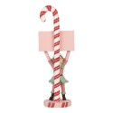 Clayre & Eef Weihnachtsdekorationsfigur Elf 11x8x30 cm Rosa Kunststoff