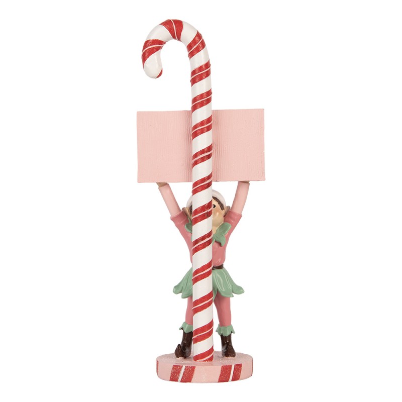 Clayre & Eef Weihnachtsdekorationsfigur Elf 11x8x30 cm Rosa Kunststoff
