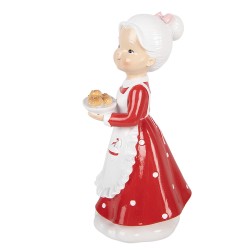 Clayre & Eef Christmas Decoration Figurine Mrs. Claus 10x10x20 cm Red Plastic