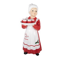 Clayre & Eef Christmas Decoration Figurine Mrs. Claus 11x14x27 cm Red Plastic