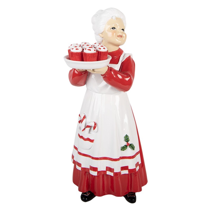 Clayre & Eef Christmas Decoration Figurine Mrs. Claus 11x14x27 cm Red Plastic