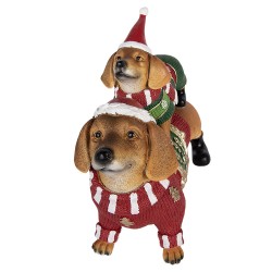 Clayre & Eef Weihnachtsdekorationsfigur Hund 36x13x31 cm Braun Kunststoff