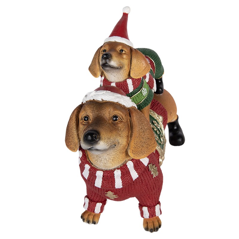 Clayre & Eef Weihnachtsdekorationsfigur Hund 36x13x31 cm Braun Kunststoff