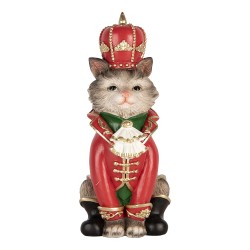 Clayre & Eef Statuetta decorativa di Natale Gatto 8x11x21 cm Grigio Plastica
