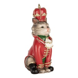 Clayre & Eef Statuetta decorativa di Natale Gatto 8x11x21 cm Grigio Plastica
