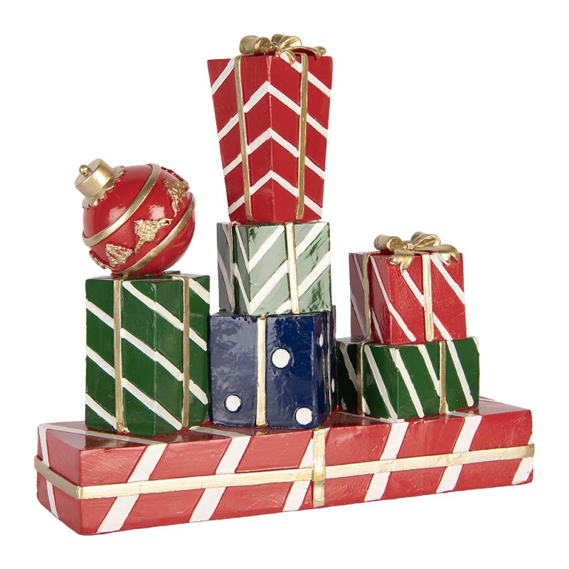 Clayre & Eef Kerstdecoratie Beeld Cadeau 21x7x21 cm Rood Kunststof