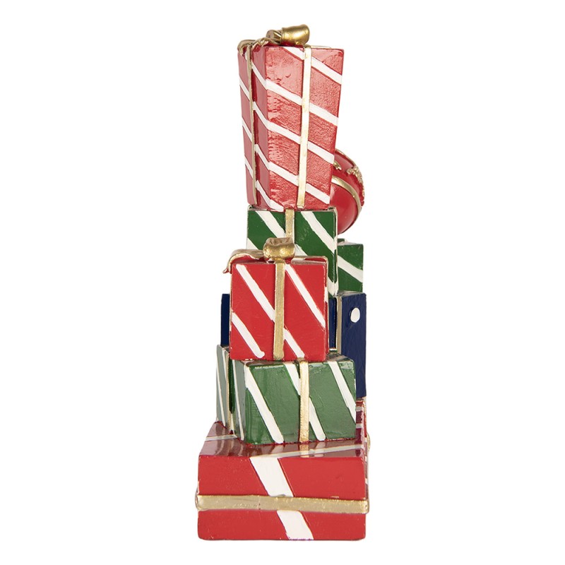 Clayre & Eef Kerstdecoratie Beeld Cadeau 21x7x21 cm Rood Kunststof