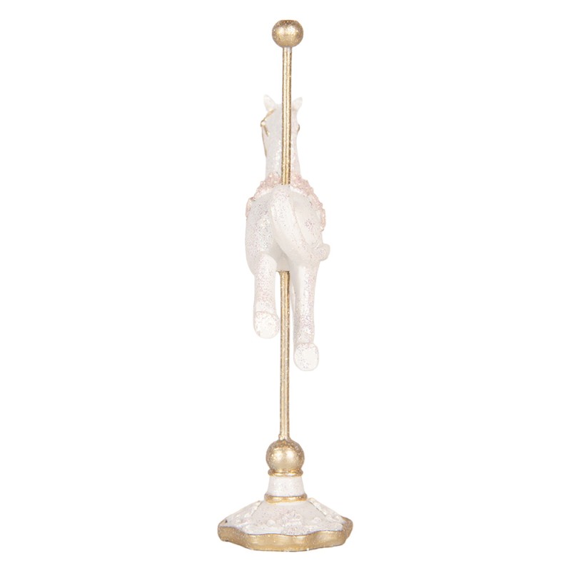 Clayre & Eef Weihnachtsdekorationsfigur Pferd 8x4x13 cm Weiß Kunststoff