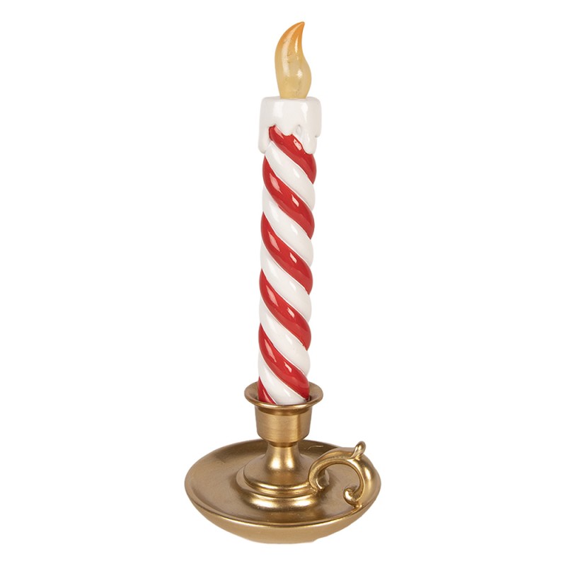Clayre & Eef Weihnachtsdekorationsfigur Kerzenständer 12x11x26 cm Goldfarbig Kunststoff