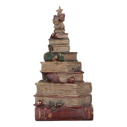Clayre & Eef Statuetta decorativa Libri 17x15x33 cm Rosso Plastica