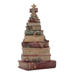Clayre & Eef Statuetta decorativa Libri 17x15x33 cm Rosso Plastica