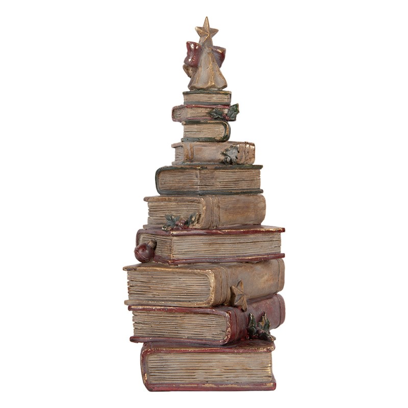Clayre & Eef Statuetta decorativa Libri 17x15x33 cm Rosso Plastica