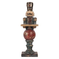 Clayre & Eef Weihnachtsdekorationsfigur Nussknacker 10x9x29 cm Rot Kunststoff