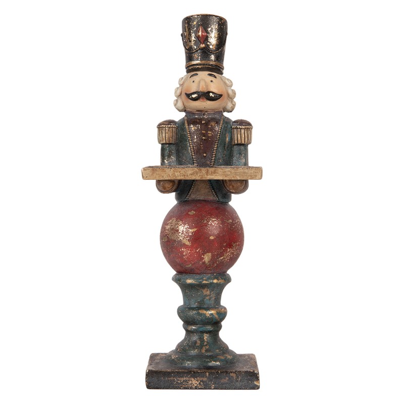 Clayre & Eef Weihnachtsdekorationsfigur Nussknacker 10x9x29 cm Rot Kunststoff
