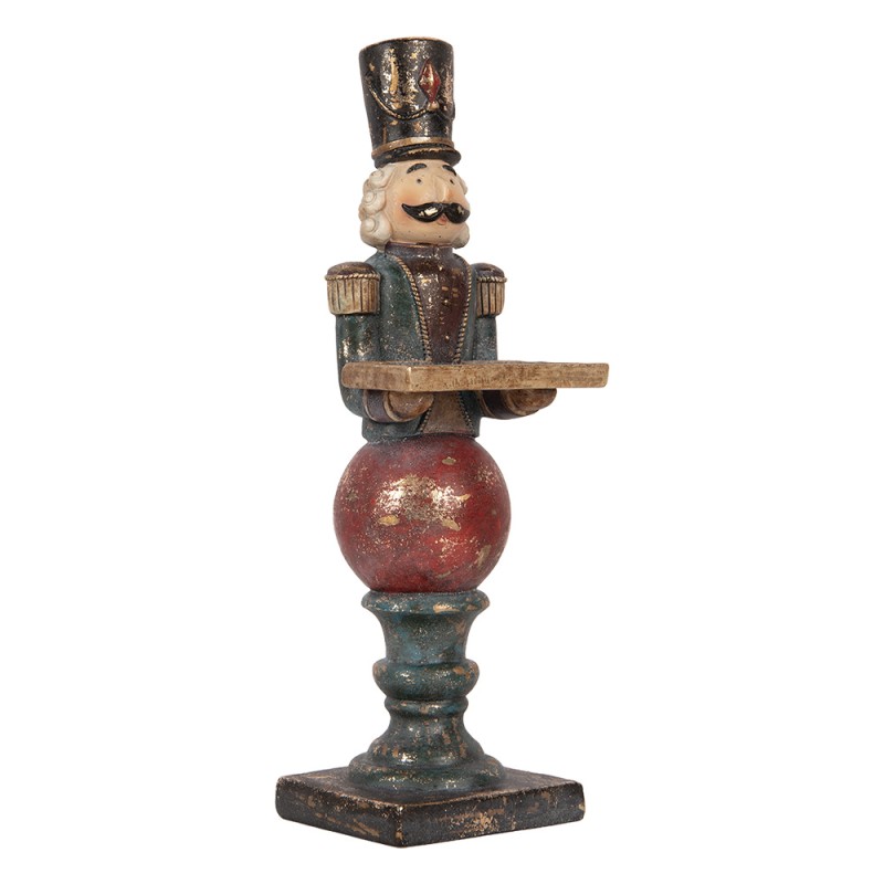 Clayre & Eef Weihnachtsdekorationsfigur Nussknacker 10x9x29 cm Rot Kunststoff