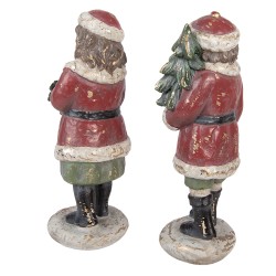 Clayre & Eef Kerstdecoratie Beeld Kinderen 9x7x22 / 8x8x22 cm Rood Kunststof