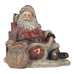 Clayre & Eef Statuetta decorativa di Natale Babbo Natale 23x19x19 cm Rosso Plastica
